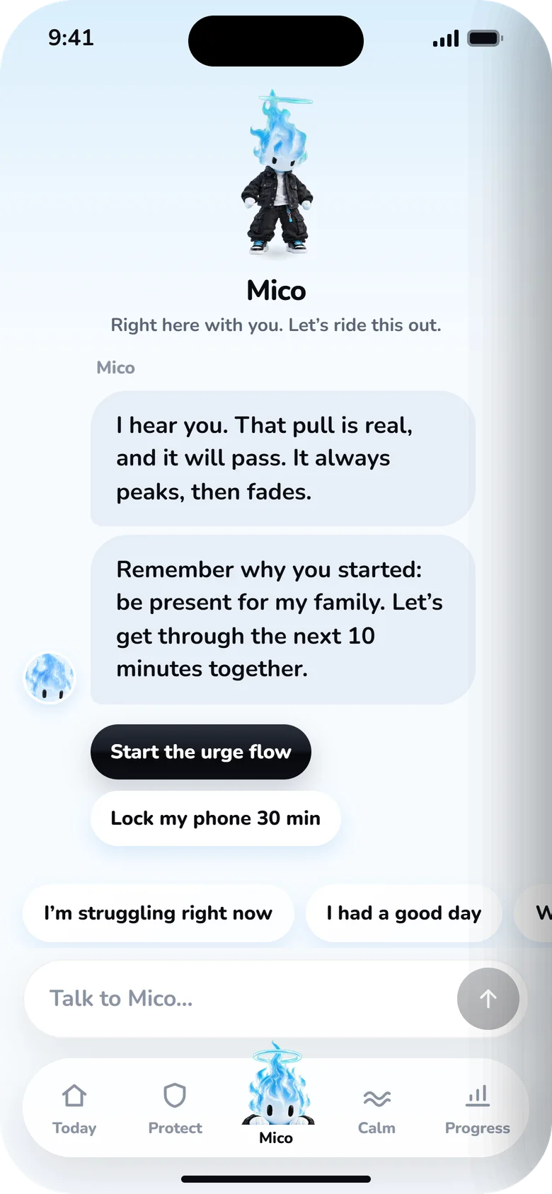 A chat with Mico: “I hear you. That pull is real, and it will pass.”